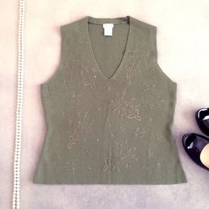 Embroidered Sleeveless Sweater